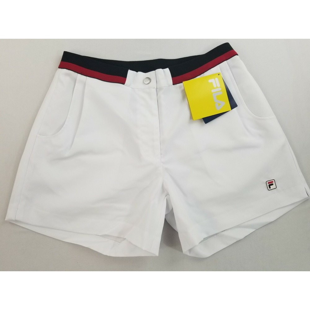 Fila Women Heritage Tennis Shorts TW163RF1 White Wicking Stretch Small